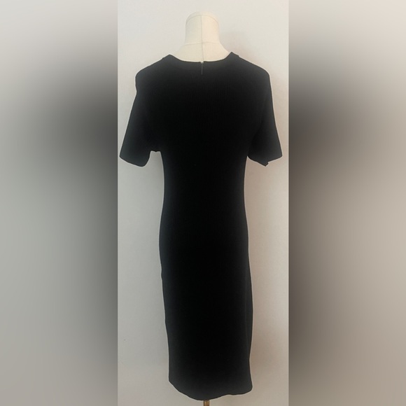 Tory Burch Gemma Sweater Dress Polka Dot Merino Wool Leopard Black White Size L - Picture 7 of 12